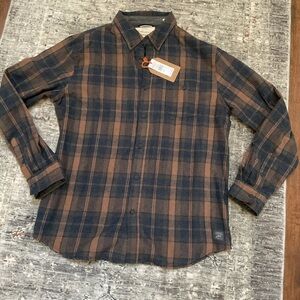Weatherproof Men's Casual Plaid Shirt - Navy and Brown